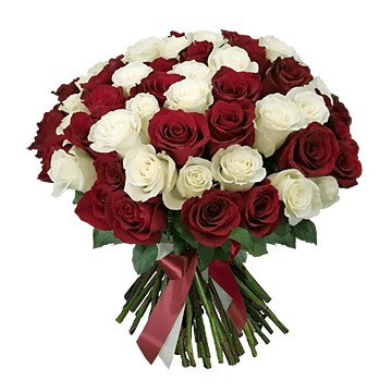 Букет из красных и белых роз