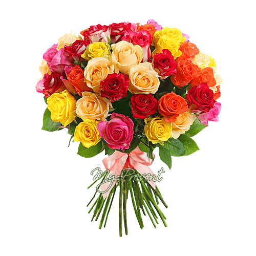 Букет из разноцветных роз (70-80 см.)