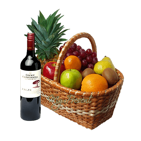 Корзина с фруктами и вином с доставкой на дом, офис ID:MP7010 -my-present.net